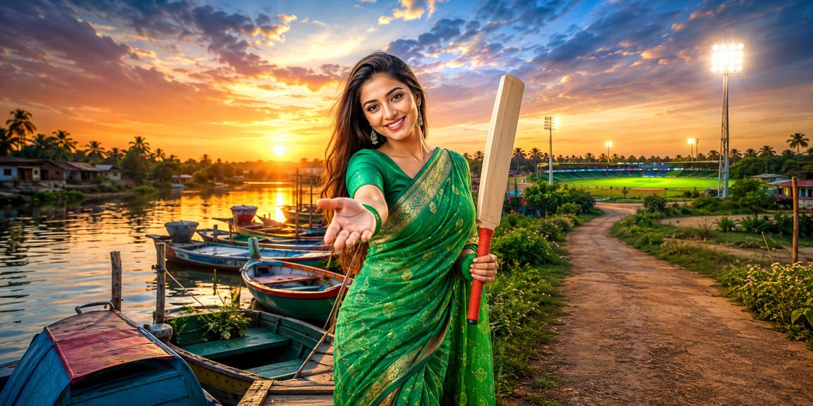 A Bangladeshi female user enjoying cricket betting in Cumilla